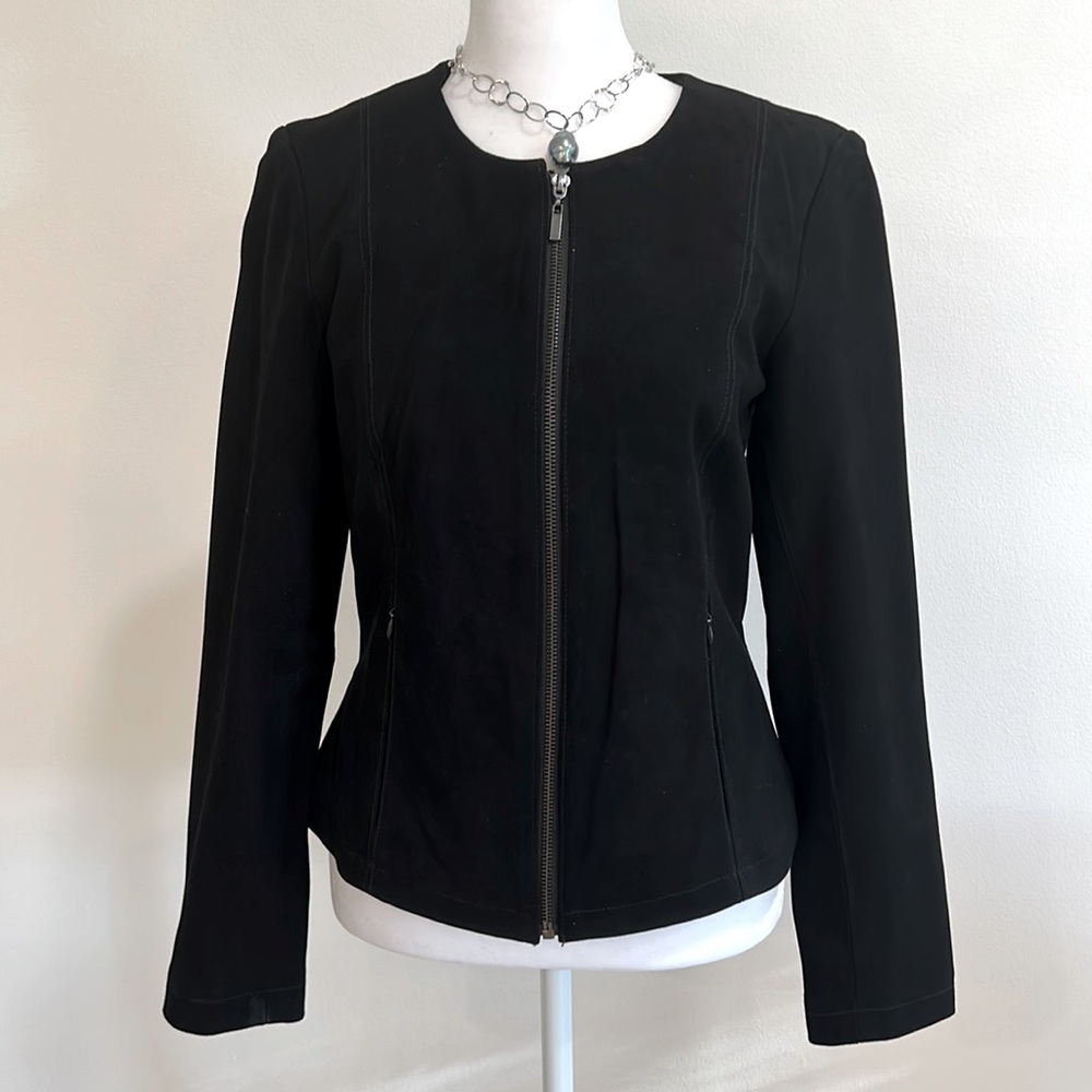 J. McLaughlin black suede zippered jacket
